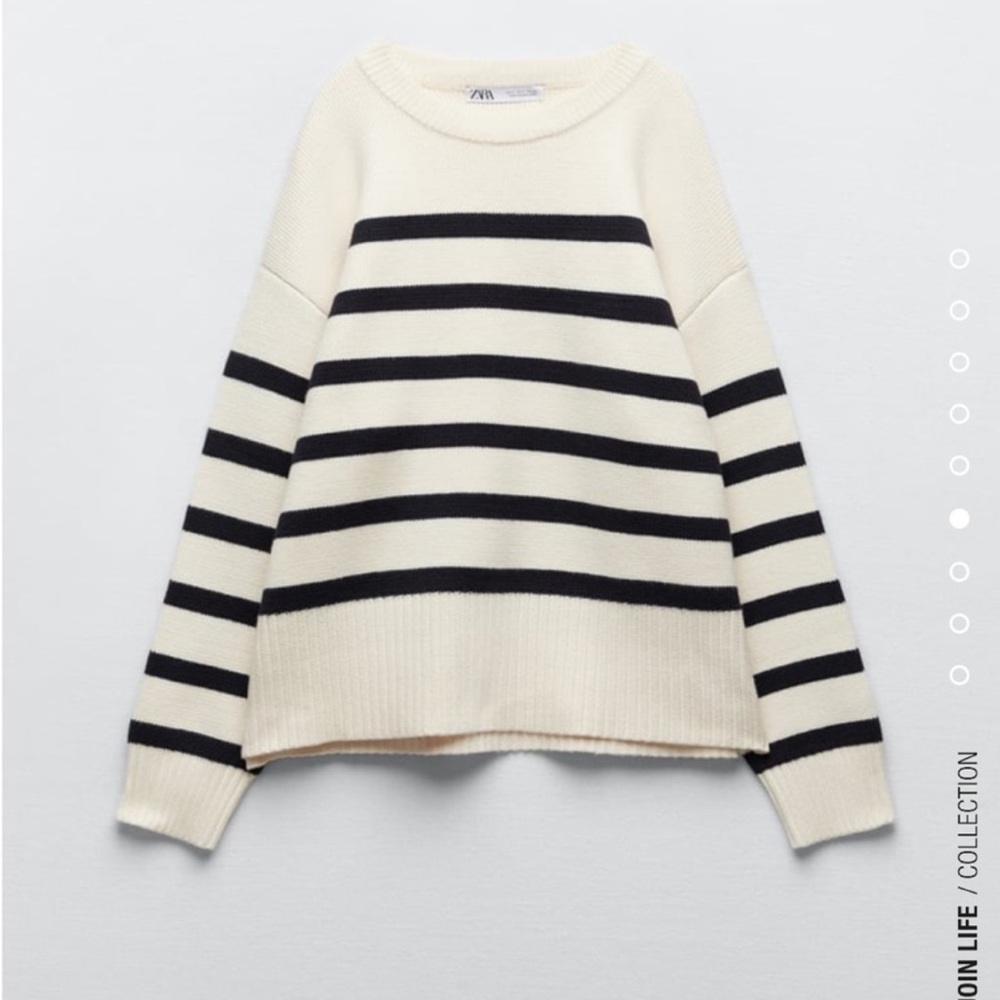 Zara Black and Ecru Striped Knit